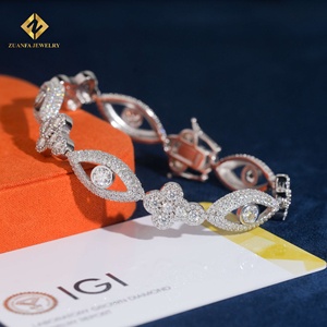 ZUANFA JEWELRY Pulsera de Oro Blanco con Ojo Turco y Diamantes Cultivados en Laboratorio, Corte Brillante Redondo, Certificado IGI, Joyería de Lujo con Diamantes - Product Image 1
