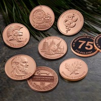 Pièces de monnaie personnalisées gravées par le fabricant, estampage exquis brillant, pièce de monnaie en cuivre pur .999 de 1 once, matrices d'estampage 2D 3D, jetons et pièces de monnaie pour cadeau