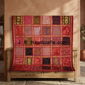 Jeté de tapisserie Kuch Broderie Banjara Folk Tribal - Product Image 3