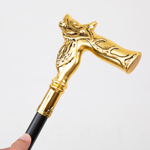 Canne de luxe en forme de tête de cerf avec poignée en laiton et tige noire pour la marche et le soutien - Product Image 4