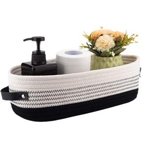 Panier de rangement ovale en corde de coton de style japonais avec poignées, idéal pour la salle de bain – Offre spéciale transfrontalière - Product Image 4