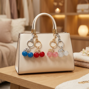 <span class=keywords><strong>Portachiavi</strong></span> con Ciliegia Glitterata 3D, Accessorio Kawaii per Zaini da Ragazza, Stile Coquette <span class=keywords><strong>di</strong></span> <span class=keywords><strong>Tendenza</strong></span> - Product Image 2