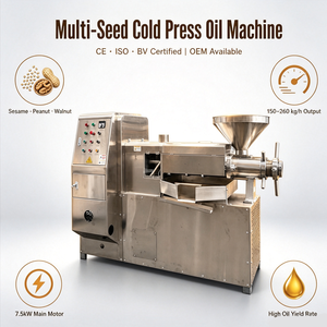Presse à huile automatique Panqi en acier inoxydable robuste, capacité 150-260 kg/h, pour colza, amandes et olives, avec filtre à vide intégré - Product Image 3