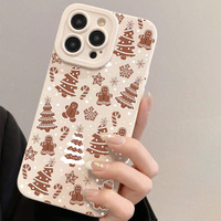 Mignon pain d'épice arbre de noël flocon de neige étui de téléphone portable pour iphone 17 16 Pro Max 15 14 13 12 11 couverture d'impression