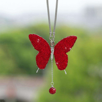 Xingyue Élégant Faux Cristal Scintillant Métal Ornements Intérieurs de Voiture Accessoires Breloque de Rétroviseur Papillon Étincelant Collier