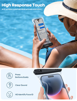 Lamicall PRAB03 OEM Pochette étanche flottante avec airbag IPX8, sac étanche, étui de téléphone sensible au toucher, housse sous-marine pour mobile de 7 pouces