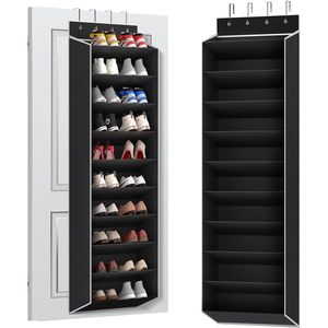 Over the Door <b>Shoe</b> Organizer Storage <b>Rack</b> with 10 Tiers, Deep Pockets <b>Hanging</b> <b>Shoe</b> <b>Rack</b> for Door, Fit 20 Pairs <b>Shoes</b> Black Plast - Product Image 1