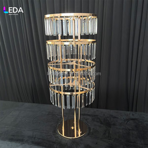 LEDA Crystal Cascade Centerpiece Stand Gold Metal Wedding <b>Table</b> <b>Decoration</b> Luxury Party Decor - Product Image 6