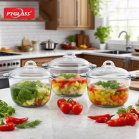 Ensemble de 3 pots en verre borosilicate Pyglass, sans BPA, avec couvercle, compatibles lave-vaisselle, grande capacité, gravure de logo, pour aliments
