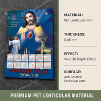 Calendrier 3D lenticulaire en plastique Zprint CMYK de haute qualité, modèle 03, avec impression de dieux indiens, pour la décoration