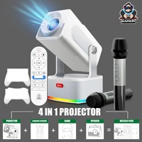 Projecteur LED ZOKU HCS350PLUS, le plus récent, compatible 4K, nouvelle fonction quatre-en-un, karaoké, Android 14, jeu, deux haut-parleurs de 5 watts, Full HD