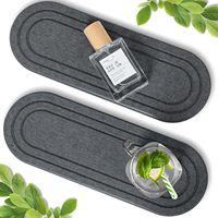 Plateau en pierre absorbant l'eau pour salle de bain, à deux compartiments, pour évier, comptoir, égouttoir, support de robinet, séchage rapide, porte-savon
