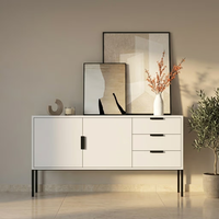 Buffet en bois de noyer à 2 portes et 3 tiroirs, pieds en métal noir, console moderne, meuble de rangement pour salon, vente en gros OEM