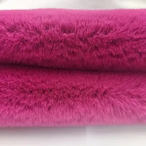 Kain bulu kelinci palsu polos kualitas tinggi kustom kain 1200g untuk mantel musim dingin dan kerah