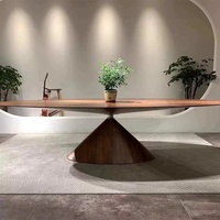 Table basse et table à manger en forme de feuille de noyer, design irrégulier, meuble TV, table gigogne en bois avec tiroirs cachés, style moderne et luxueux