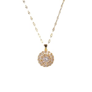 Collar giratorio de acero de titanio para mujer, con forma de bola, con circonitas engastadas, cadena para clavícula, joyería para fiesta - Product Image 5