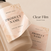 Étiquettes cosmétiques personnalisées en aquarelle avec des paillettes dorées, autocollants adhésifs en format rouleau pour flacon de sérum, marquage privé de soins de la peau