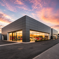 Bâtiment préfabriqué multi-étages en structure acier au design moderne, showroom automobile en métal, magasin 4S certifié CE