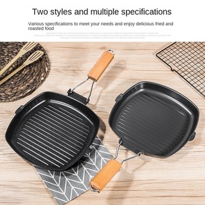 Vente en gros marmite à steak profonde pratique pliante à double bec poêle à frire en métal antiadhésive rayée pour steak poêle spéciale cuisine à domicile - Product Image 4