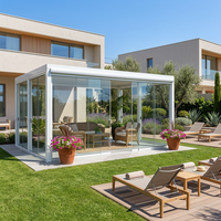 Pergola moderne électrique en aluminium et PVC, imperméable, avec toit à lames orientables, pour extérieur, jardin, terrasse, patio, gazebo, LED
