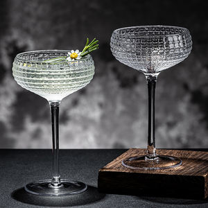 Copa de Champán de Cristal con Relieve de Cuadrícula Vintage, Copa de Cóctel de Boca Ancha, Platillo para <span class=keywords><strong>Martini</strong></span>, para Bodas, Bares y Fiestas - Product Image 1