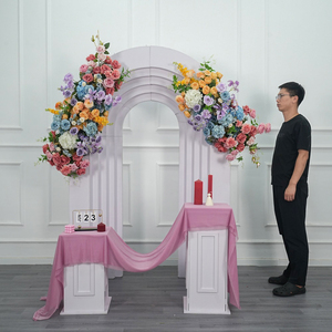 Fondo de flores artificiales de rosas en tonos rosa y azul para bodas, decoración de fondo para bodas en hoteles. - Product Image 1