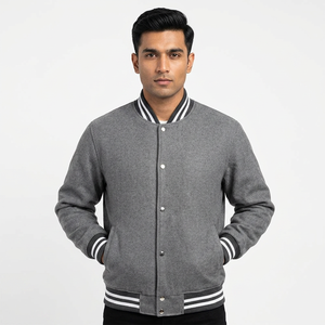 FINER THREADS Chaqueta Varsity Retro Personalizada con Bordado para Hombre, 100% Algodón Transpirable, Cuello Alto, Invierno - Product Image 1
