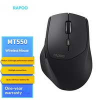 Souris sans fil Rapoo MT550 Tri Mode M+ avec transfert multi-écrans, 7 niveaux DPI, 4000 DPI, 500 mAh pour PC, ordinateur portable, bureau