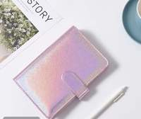 A6 Mini cuir PU reliure à 6 anneaux beaux autocollants et pages intérieures pour l'école et l'organisation de la collection Option budgétaire