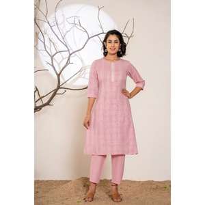 Haute qualité femmes coton belle conception droite Kurta pantalon avec Dupatta ensemble Style pakistanais indien vêtements en gros - Product Image 1