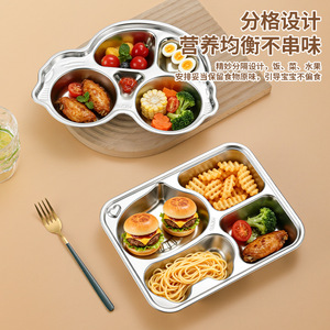 Cartoon Stainless Steel Lunch Plate 304 For Kids Kindergarten Meal Tray Bear Shape - Product Image 2