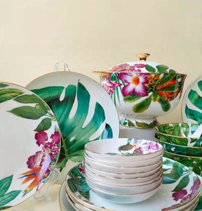 ชุดจานชามเซรามิกลายป่าฝนเขตร้อนชุดเครื่องใช้บนโต๊ะอาหาร - Product Image 2