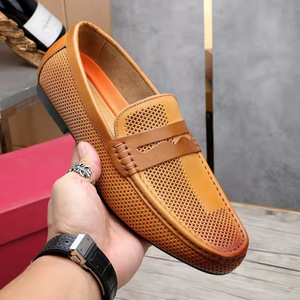 Mocassins pour hommes en cuir véritable, bout rond, respirants, chaussures décontractées d'été, semelle extérieure en caoutchouc, semelle intermédiaire en EVA - Product Image 4
