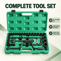 Jeu de clés à cliquet, jeu de douilles, rallonge, poignée en T, douilles de plusieurs tailles, kit d'outils de réparation automobile pour voiture et moto