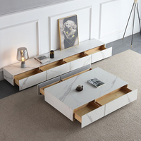 Ensemble de meubles de luxe nordiques, meuble TV et table basse, design avec grand rangement, support TV