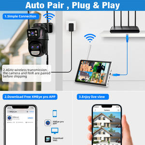 Kamera Keamanan KERUI 9MP Tiga Lensa dengan Layar LCD 10.1 inci Sistem NVR Pengawasan <span class=keywords><strong>Wifi</strong></span> PTZ Kamera Luar Ruangan 8X Zoom Aplikasi ICSEE - Product Image 3