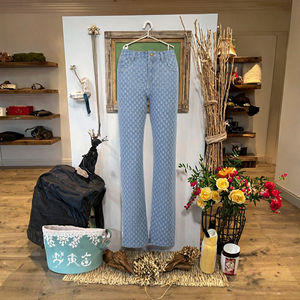 2022 Jacquard imprimé <span class=keywords><strong>taille</strong></span> <span class=keywords><strong>haute</strong></span> jambe large femmes <span class=keywords><strong>jean</strong></span> décontracté en détresse droite petit ami pantalon léger lavé maman pantalon - Product Image 3