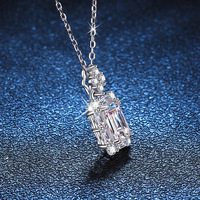 Collier ras du cou en argent sterling S925 avec pendentif moissanite 1 carat en forme de cube de sucre, chaîne à 4 griffes, taille radiant, 2g, bijoux de mode