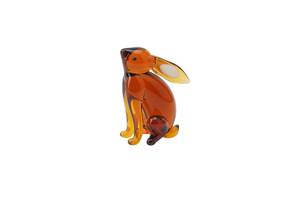 Sculpture de lapin en verre moderne, forme irrégulière, pièce unique, décoration de table, matériau cristallin, occasion Pâques - Product Image 1