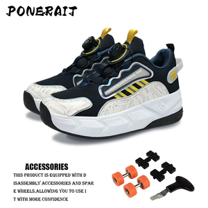Chaussures à roulettes unisexes à 4 roues, roue avant amovible, semelle extérieure TPR double usage, doublure en coton, <span class=keywords><strong>taille</strong></span> 30-42, bleu/rose/orange - Product Image 6
