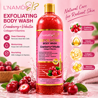 L'NAMDK Gel Douche Exfoliant 1000ml Arbutine Collagène Vitamine Hydratant Contrôle du Sébum Soin de la Peau 1000ml