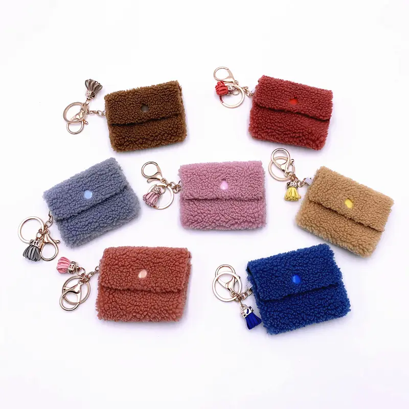 Flauschige Erdbeer münze Brieftasche Design Schlüssel ring Handtasche Dekor Anhänger Schlüssel bund Plüsch Schlüssel anhänger