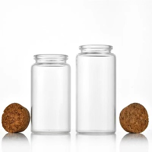 Bouteille longue en verre transparente avec bouchons en liège en bois, idéale pour bonbons, grains de café, assaisonnements et stockage alimentaire - Product Image 3