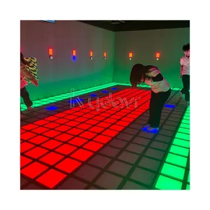 Commercial activate dance pixel grids interactive game 30x30 cm led floor children kids stay active bubble skip jumping game