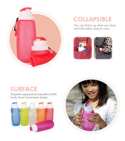 Sans Bpa 320Ml Portable Belle Pliable Gym Sport Potable Bouteille D'eau Silicone Pliable Enfant Bouteille D'eau pour Enfants