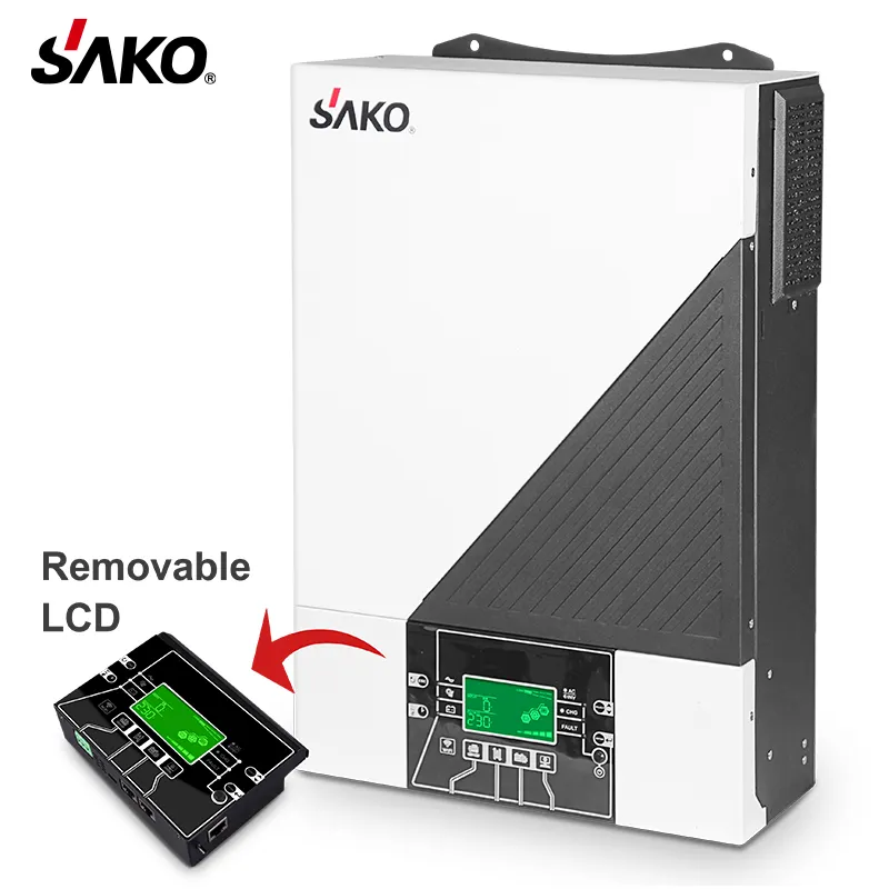 Sako Inverter Tenaga Surya 5000W, Inverter Tenaga Surya 5KW 6KW untuk Rumah Pengisi Daya Rumah Fase Tunggal dengan Inverter Hibrid Limiter