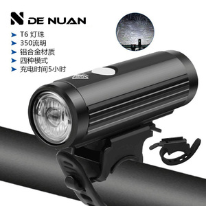 De Nuan <b>Bicycle</b> Front <b>Light</b> 350 Lumens T6 Led Aluminum Alloy Rechargeable Cycling <b>Light</b> - Product Image 1