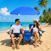 Chaise pliante double pour le camping et les loisirs en plein air, chaise de pêche et de plage avec auvent intégré, style de vie décontracté