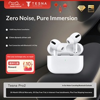 TesnaPro2 Écouteurs sans fil intra-auriculaires à réduction de bruit active, étanches IPX5, avec charge sans fil 5.4, moins de 3 heures