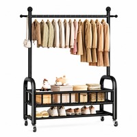 Porte-manteau moderne en acier au carbone noir mat avec étagères en maille pour salle de bain, entrée, cuisine, organisation des articles divers au quotidien